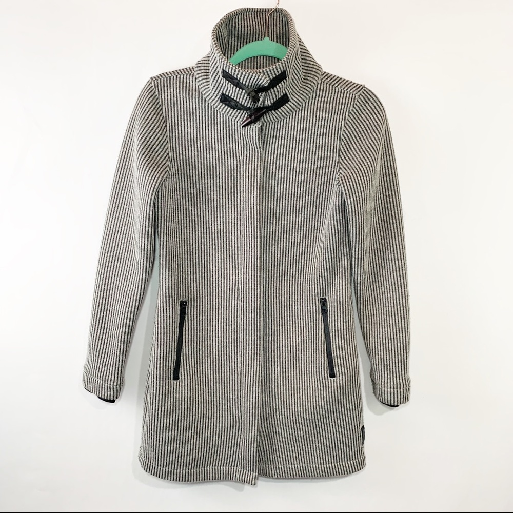 Roots Canada long striped toggle funnel neck coat - Picture 3 of 9